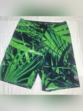 Tony Hawk Green and Black Palm-Print Swim Board Shorts